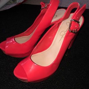 Jessica Simpson Red strap pumps